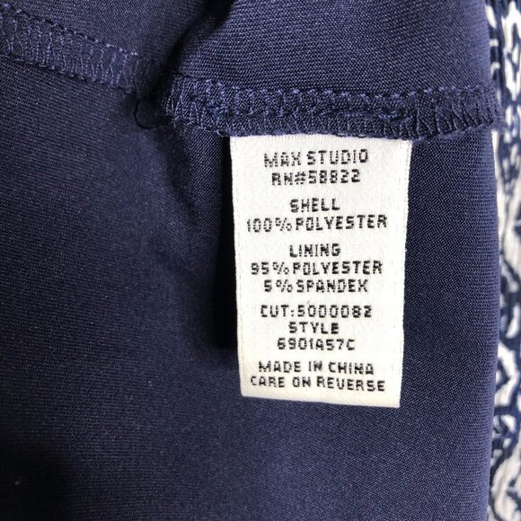 Max Studio Womens Blue Geometric Floral Dress Sz M - Picture 4 of 5